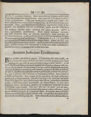 Sextum Judicium Eruditorum.