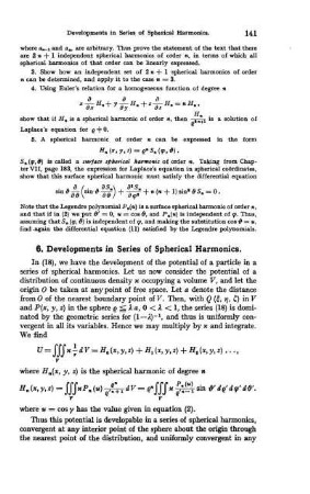 6. Development in Series of Spherical Harmonics.