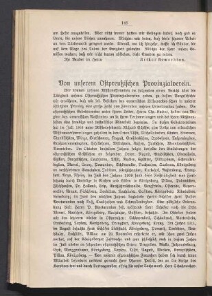 Von unserem Ostpreußischen Provinzialverein
