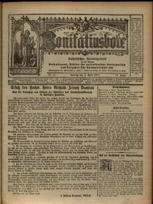 Erste Ausgabe vom Sonntag, den 01. April 1917.