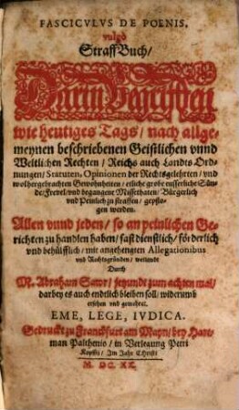 Fasciculus de poenis, vulgo Straffbuch