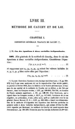 Livre III. Méthode de Cauchy et de Lie.