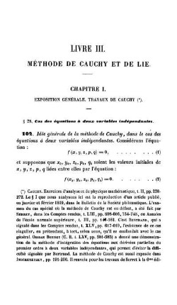 Livre III. Méthode de Cauchy et de Lie.