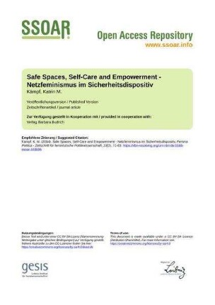 Safe Spaces, Self-Care and Empowerment - Netzfeminismus im Sicherheitsdispositiv