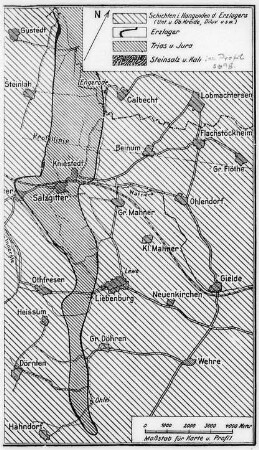 Das Ausgehende des Erzlagers von Salzgitter am Salzgitterschen Höhenzug, Karte : Geologie | Erzlagerstätten | Sedimentäre Erzlager