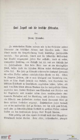 Karl August und die deutsche Litteratur, 1