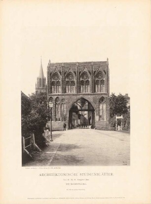 Stargarder Tor, Neubrandenburg: Ansicht (aus: Architektonische Studienblätter, Serie III, No. 38)