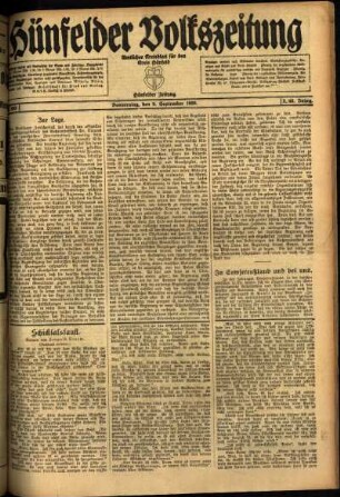 Ausgabe vom Donnerstag, den 09. September 1920.
