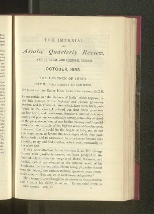 The Defence of India. Part II.