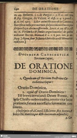 Doctrinae Catecheticae Tertium Caput, De Oratione Dominica