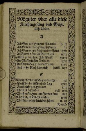 Register uber alle diese Kirchengesäng und Geistliche Lieder.