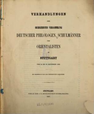 Verhandlungen der ... Versammlung Deutscher Philologen und Schulmänner, 16. 1856 (1857), 23. - 26. Sept.
