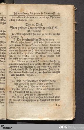 Der 8. Titul. Vom grünen Donnerstage und Heil. Abendmahl
