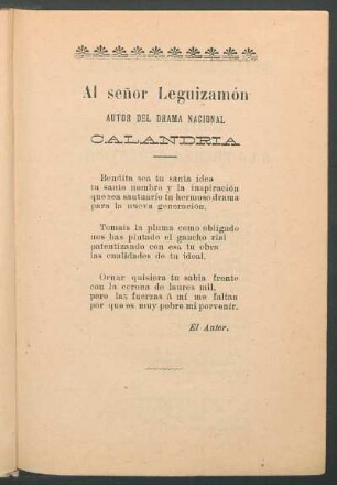 [Dedicatoria] Al señor Leguizamón