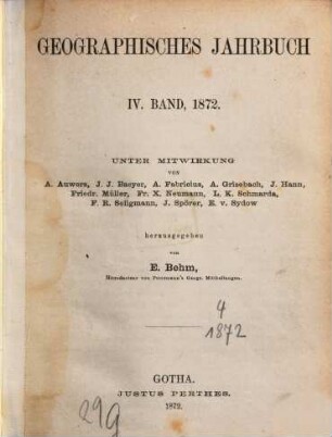 Geographisches Jahrbuch. 4, 4. 1872