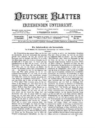 Die Arbeitsschule als Lernschule : (Fortsetzung)
