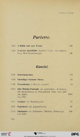 [Parterre, Kanzlei, Domestikenzimmer, etc.] (Nr. 1705-1760)