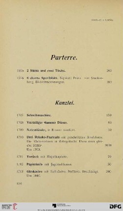 [Parterre, Kanzlei, Domestikenzimmer, etc.] (Nr. 1705-1760)
