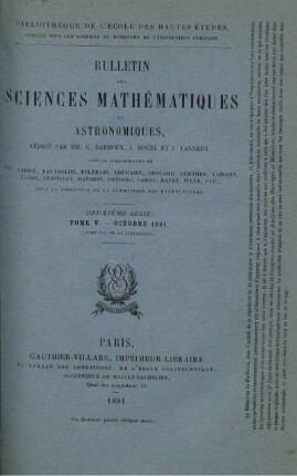 Tome V. - Octobre 1881.