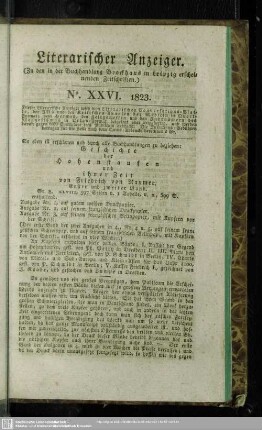 Literarischer Anzeiger No. XXVI. 1823