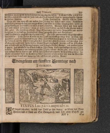 Evangelium am fünfften Sonntage nach Trinitatis.