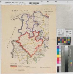 Westfalen (Provinz) Übersichtskarte 1925 1 : 1 000 000 52 x 41 farb. Druck Oberpräsidium Münster Nr. 7660