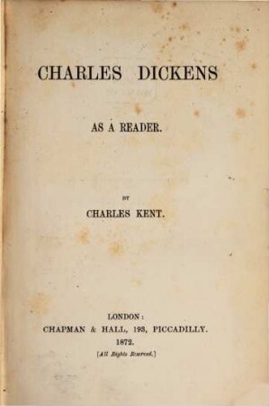 Charles Dickens as a reader