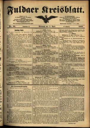 Ausgabe vom Mittwoch, den 15. April 1908.