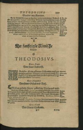 Der funfftzigste Römische Keyser ist Theodosius.