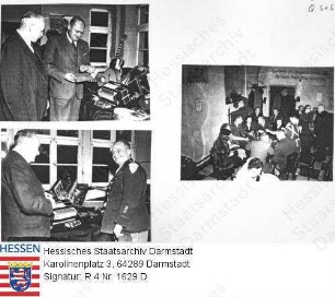 Groß-Gerau, 1947 Oktober 28 / Bürgermeistertreffen mit Heppenheim an der Bergstraße / 3 Gruppenaufnahmen, Interieurs