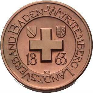 Verdienstmedaille des Landesverbands Baden-Württemberg des Deutschen Roten Kreuzes von Victor Huster (Kupferprobe der silbernen Medaille)