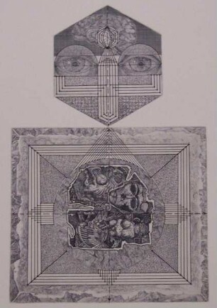 Grafikzyklus zum Thema "Wissenschaft-Technik-Mensch", Motiv "Auskünfte", 1984.