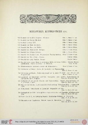 Miniaturen, Kupferstiche (Nr. 770-796)