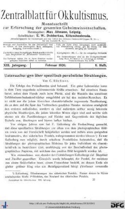 8. Heft (Feb. 1920)
