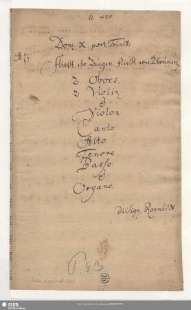 Fließt ihr Augen fließt von Tränen - Mus.2402-E-503 : V (2), Coro, orch, org;RoemV 185