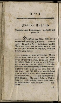 Fragment einer Reichstagsrede, im Finkweiler gefunden.