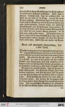 Neun und zwanzigste Unterredung, den 20sten April