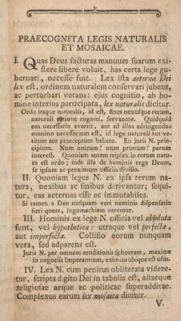 Praecognita legis naturalis et mosaicae.