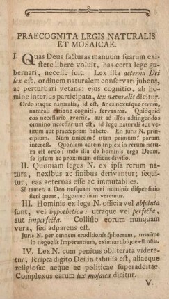 Praecognita legis naturalis et mosaicae.