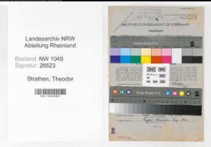 Entnazifizierung Theodor Strathen , geb. 20.09.1894 (Bahnsekretaer)