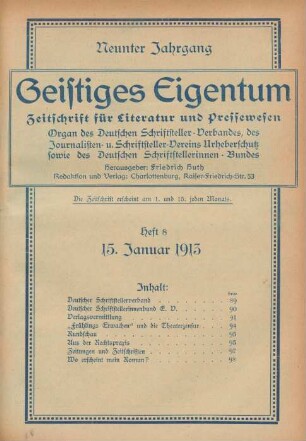 Heft 8 (15. Januar 1913)