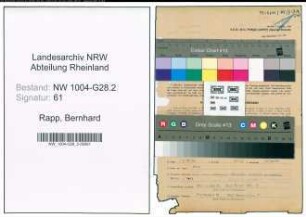 Entnazifizierung Bernhard Rapp , geb. 27.10.1886 (Postmeister)