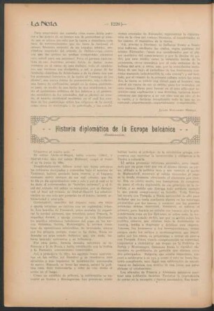 Historia diplomática de la Europa balcánica : (Continuación)