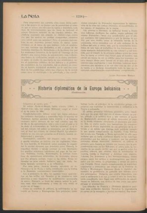 Historia diplomática de la Europa balcánica : (Continuación)
