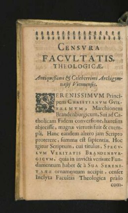 Censura Facultatis Theologicae.