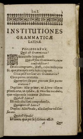 Lib. I. Institutiones Grammaticae Latinae