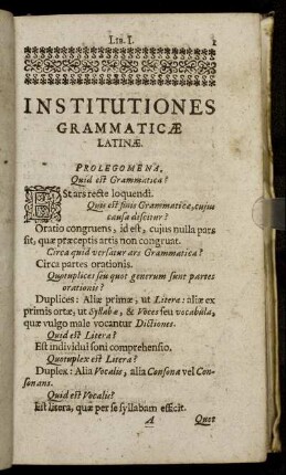 Lib. I. Institutiones Grammaticae Latinae