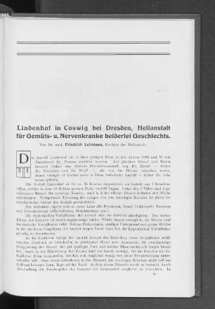 Lindenhof on Coswig bei Dresden, Heilanstalt für Gemüts- u. Nervenkranke beiderlei Geschlechts.