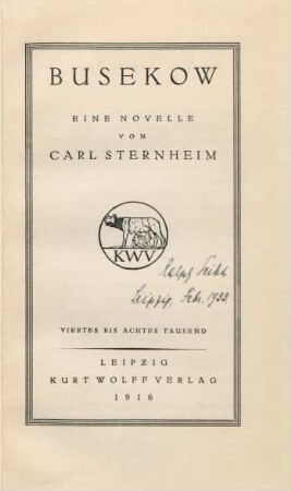Busekow : eine Novelle