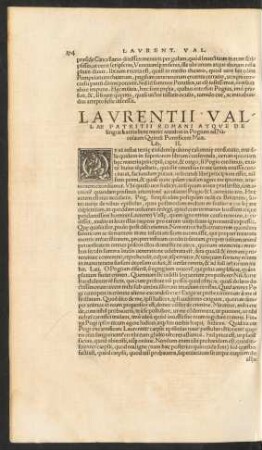 Laurentii Vallae ... Lib. II.